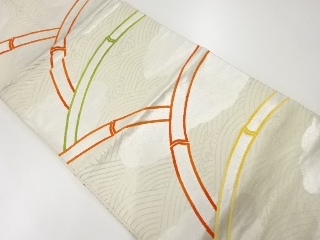 アンティーク　雲に竹節模様織出し袋帯（材料）